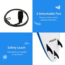 Load image into Gallery viewer, Raystreak Aggro 8ft Foam Surfboard High Performance Soft Top Longboard Fins and Leash Included(Blue)