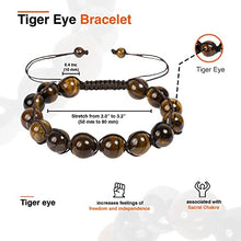 Load image into Gallery viewer, PERA PETRA Tiger Eye Bracelet - Crystal Bracelet for Women, Beaded Spiritual Bracelets for Men, 10mm Beads Natural Stone Macrame Bracelet, with Citrine Gemstone Necklace Gift