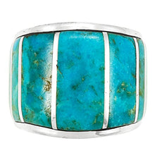 Load image into Gallery viewer, Wide Statement Ring in Sterling Silver Ring with Genuine Turquoise (SELECT color) (Turquoise, 7)