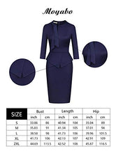 Load image into Gallery viewer, Moyabo Lady Formal Gorgeous Mock Collar Fall Special Occasion High Stretch Midi Dress Navy Blue Small