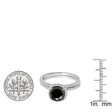 Load image into Gallery viewer, Dazzlingrock Collection 2.00 Carat (ctw) 14K Round Cut Black & White Diamond Engagement Ring Set 2 CT, White Gold, Size 7