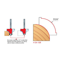 Load image into Gallery viewer, Freud ¾ In. Radius Rounding Over Bit with Quadra-Cut 4-Cutter Design with ½” Shank (34-128), Multi