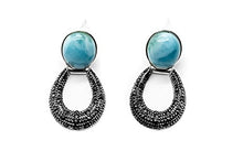 Load image into Gallery viewer, AZIEL 925 Sterling Silver Round Larimar Stone Drop Earrings
