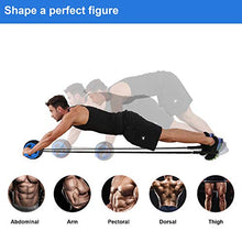Load image into Gallery viewer, Abs Wheel Roller for Abs Exercise Workout Fitness -Ab Wheel Roller with Resistance Band and Jump Rope -Perfect Home Gym Equipment for Men Women Abdominal Exercise-Blue