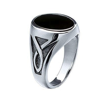 Load image into Gallery viewer, J.Goodman Sterling Silver Onyx Ring with Black Rhodium Accent Detail. Finger Size 11