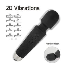 Load image into Gallery viewer, Allovers Personal Magic Waterproof Wand Massager, Mini Handheld Rechargeable Neck Shoulder Back Body Massage with 8 Powerful Speeds&20 Pulsating Patterns for Sports Recovery & Muscle Aches (Black)