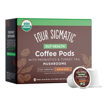 Load image into Gallery viewer, Four Sigmatic Mushroom Coffee K-Cups with Probiotic, Organic and Fair Trade Coffee, Organic and Fair Trade with Turkey Tail, Chaga, Prebiotics, CFU shelf-stable, Heat Resistant, 24 Count