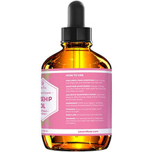 Load image into Gallery viewer, Rosehip Seed Oil by Leven Rose, 100% Pure Organic Unrefined Cold Pressed Anti Aging Rose Hip Moisturizer for Hair Skin & Nails, 4 Fl. oz