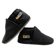 Load image into Gallery viewer, YALION Baby Boys Girls Shoes Crawling Slipper Toddler Infant Soft Leather First Walking Moccs(Black,12-18 Months)