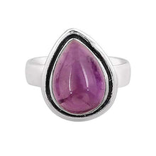 Load image into Gallery viewer, Amethyst Ring Silver Plated Vintage Style Handmade Solitaire Ring Size 7