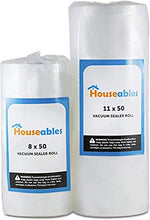 Load image into Gallery viewer, Houseables Vacuum Sealer Rolls, Sous Vide Bags, Large, 8 Inch x 50 Ft, 11 Inch x 50 Ft, Commercial Grade Plastic, Food Vac Storage & Seal, Airtight Vacume Saver, Microwave & Freezer Safe, Store A Meal