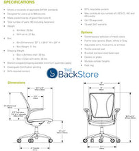 Load image into Gallery viewer, Humanscale Diffrient World Chair | Pinstripe Black Mesh Seat and Back | Black Frame with Black Trim | Height-Adjustable Duron Arms | Standard Foam Seat, 3" Carpet Casters, and 5" Cylinder