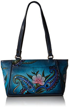 Load image into Gallery viewer, Anna by Anuschka womens Genuineleathersmall Tote Hand-painted Original Artwork Shoulder Handbag, Denim Paisley Floral, One Size US