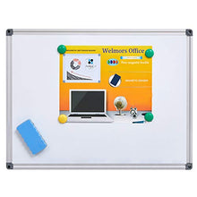 Load image into Gallery viewer, Welmors Office Magnetic White Board, Small Dry Erase Board 12'' x 16'', Aluminium Frame White Board with 4 Magnets, 1 Eraser. (12x16 inch)