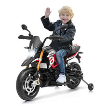 Load image into Gallery viewer, Costzon 12V Kids Motorcycle, Licensed Aprilia Electric Motorcycle Ride On Toy w/ Training Wheels, Spring Suspension, LED Lights, Sounds & Music, MP3, Battery Powered Dirt Bike for Boys & Girls, Red