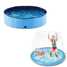 Load image into Gallery viewer, Jasonwell 1 PCS Foldable Dog Pool Collapsible Dog Pet Pool Bathing Tub Kiddie Pool Size L And 1 PCS Sprinkler for Kids Splash Pad Play Mat 60" Baby Wading Pool Summer Outdoor Water Toys Kids Sprinkler