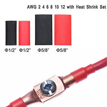 Load image into Gallery viewer, Copper Wire Lugs AWG 2 4 6 8 10 12 with Heat Shrink Set, 60Pcs Battery Cable Lugs Ring Terminals Connectors,Tubular Ring Terminals,AWG Crimp Wire Ring Lugs, 65Pcs Heat Shrink Tubing (125)