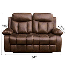 Load image into Gallery viewer, Betsy Furniture 3-PC Microfiber Fabric Recliner Set Living Room Set in Brown, Sofa Loveseat Chair Pillow Top Backrest and Armrests 8028 (Living Room Set 3+2+1)