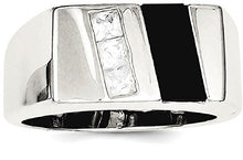 Load image into Gallery viewer, 925 Sterling Silver Mens Cubic Zirconia Cz Black Onyx Band Ring Size 9.00 Man Fine Jewelry For Dad Mens Gifts For Him