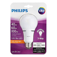 Load image into Gallery viewer, Philips LED 3-Way A21 Frosted Light Bulb: 1600-800-450-Lumen, 2700-Kelvin, 18-8-5-Watt, E26D Medium Screw Base, Warm White, 2-Pack