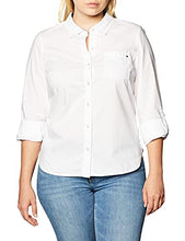 Load image into Gallery viewer, Tommy Hilfiger Women's Classic Long Sleeve Roll Tab Button Down Shirt (Standard and Plus Size), Bright White, Medium