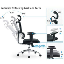 Load image into Gallery viewer, Ticova Ergonomic Office Chair - High Back Desk Chair with Elastic Lumbar Support & Thick Seat Cushion - 140°Reclining & Rocking Mesh Computer Chair with Adjustable Headrest, Armrest