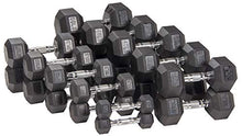 Load image into Gallery viewer, Sporzon! Rubber Encased Hex Dumbbell, Single, Black, 40 Pounds, Single