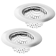 Load image into Gallery viewer, 2 Pack - 2.25" Top / 1" Basket- Sink Strainer Bathroom Sink, Utility, Slop, Laundry, RV and Lavatory Sink Drain Strainer Hair Catcher. Stainless Steel - Hilltop Products