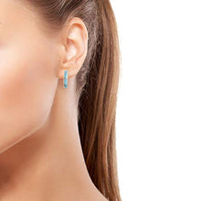 Load image into Gallery viewer, SANTA FE Style 925 Sterling Silver Kingsman Turquoise Southwest Jewelry Hoops Hoop Earrings for Women Gift