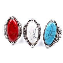 Load image into Gallery viewer, Charming 925 Sterling Silver Cubic Zirconia Ring with Red Synthetic-Turquoise Stone Size 7