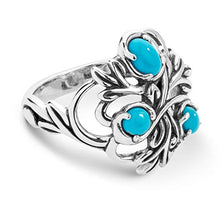 Load image into Gallery viewer, Carolyn Pollack Sterling Silver Blue Turquoise Gemstone Leaf Ring Size 10
