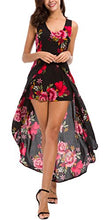 Load image into Gallery viewer, Kormei Womens Sleeveless Scoop Neck Floral Rayon Party Split Maxi Romper Dress M Leaf