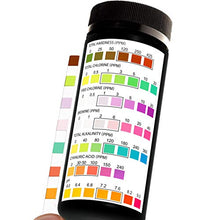 Load image into Gallery viewer, JNW Direct Pool and Spa Test Strips - Quick and Accurate Pool Test Strips - 7-1 Pool Test Kit - 100 Bromine, pH, Hardness and Chlorine Test Strips - with Ebook and App - 100 Water Test Strips