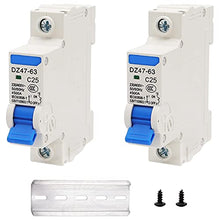 Load image into Gallery viewer, weideer 2pcs Miniature Circuit Breaker DZ47-63 C25 230V/400V 1 Pole 25A DIN Rail Mount