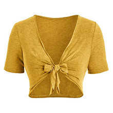 Load image into Gallery viewer, COLNER Women’s V Neck Bow Knot Bandage Top Bohemian Shot Sleeve Sunflower Print Beach Mini Sundresses Suits Mint Green