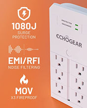 Load image into Gallery viewer, ECHOGEAR On-Wall Surge Protector with 6 Pivoting AC Outlets & 1080 Joules of Surge Protection - Low Profile Design Installs Over Existing Outlets to Protect Your Gear (White)
