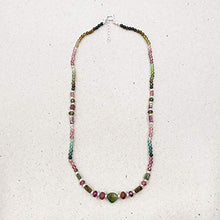 Load image into Gallery viewer, Watermelon Tourmaline Necklace for women Green Beads Jewelry Sterling Silver October Birthstone