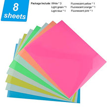 Load image into Gallery viewer, KISSWILL Heat Transfer Vinyl Glow in The Dark Iron on Vinyl - 8 Pack 12" X 10" Luminous HTV Vinyl Bundle Sheet for T-Shirts