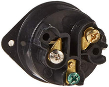 Load image into Gallery viewer, Leviton 5239 15 Amp, 125 Volt, Flanged Inlet Receptacle, Straight Blade, Commercial Grade, Grounding, Back Wired, Black
