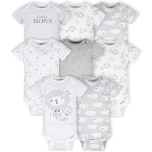 Load image into Gallery viewer, Gerber Baby 8 Pack Short-Sleeve Onesies Bodysuits Multi-Pack, Sheep Grey, 0-3 Months