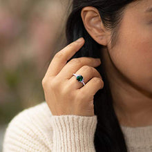 Load image into Gallery viewer, Peora Created Emerald Ring in 14K White Gold with Genuine White Topaz, Designer Cushion Cut, 2 Carats, Comfort Fit, Size 9