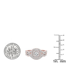 Load image into Gallery viewer, Dazzlingrock Collection 1.00 Carat (ctw) 14K White Diamond Swirl Bridal Halo Engagement Ring Set 1 CT, Rose Gold, Size 7