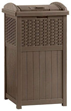 Load image into Gallery viewer, Suncast GHW1732 15.75" x 16" x 31.6" Trashcan Hideaway Outdoor Commercial 33 Gallon 31.6" Resin Garbage Waste Bin with Lid in Brown for Garage, 2 Pack