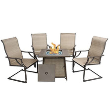 Load image into Gallery viewer, BALI OUTDOORS Propane Fire Pit Table Set, 28 inch 50,000 BTU Gas Fire Pit Table with 4 Textilene Spring Chairs, Patio Furniture Conversation Dining Set