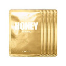 Load image into Gallery viewer, LAPCOS Honey Sheet Mask, Daily Face Mask with Hyaluronic Acid and Antioxidants to Hydrate and Tighten Dry Skin, Korean Beauty Favorite, 5-Pack