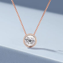 Load image into Gallery viewer, Dainty Cubic Zirconia Solitaire Necklace - Rose Gold Plated Fake Diamond Pendant Necklace, Simple Jewelry for Women And Girls.