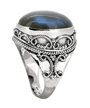 Load image into Gallery viewer, YoTreasure Labradorite Ring Solid 925 Sterling Silver Gemstone Jewelry