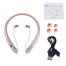 Load image into Gallery viewer, ZSW Tech Bluetooth Headphones, Wireless Retractable Earbuds Neckband Headset Sports Sweatproof Earphones with Mic (2017 Upgraded Version, 15 Hours Play Time, Rose)