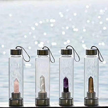 Load image into Gallery viewer, ChezMax Crystal Glass Water Bottle Energy Quartz Gemstone Water Bottle with Changeable Natural Crystal Center for Healing and Wellness