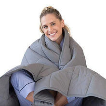 Load image into Gallery viewer, LUNA Adult Weighted Blanket | Individual Use - 15 lbs - 60x80 - Queen Size Bed | 100% Oeko-Tex Certified Cooling Cotton & Glass Beads | USA Designed | Heavy Cool Weight | Dark Grey